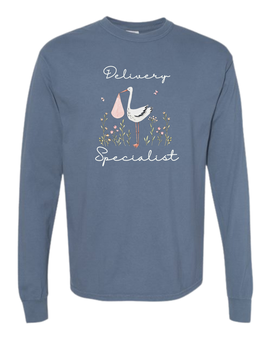 Delivery Specialist - Comfort Colors - Heavyweight Long Sleeve Tee - Blues & Greens