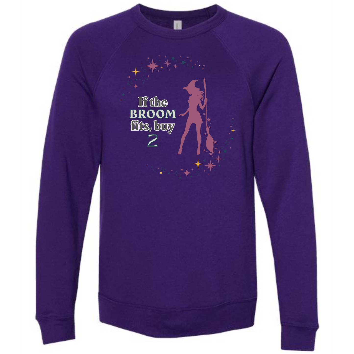 If The Broom Fits - Sponge Fleece Raglan Sweatshirt - Blues, Purples