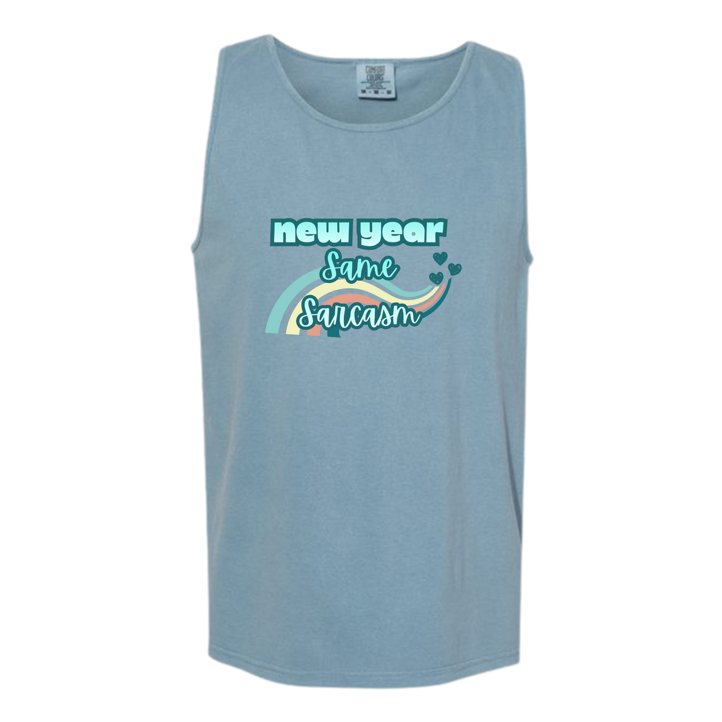 New Year Same Sarcasm - Comfort Colors - Unisex Tank - Neutral Colors & Blues