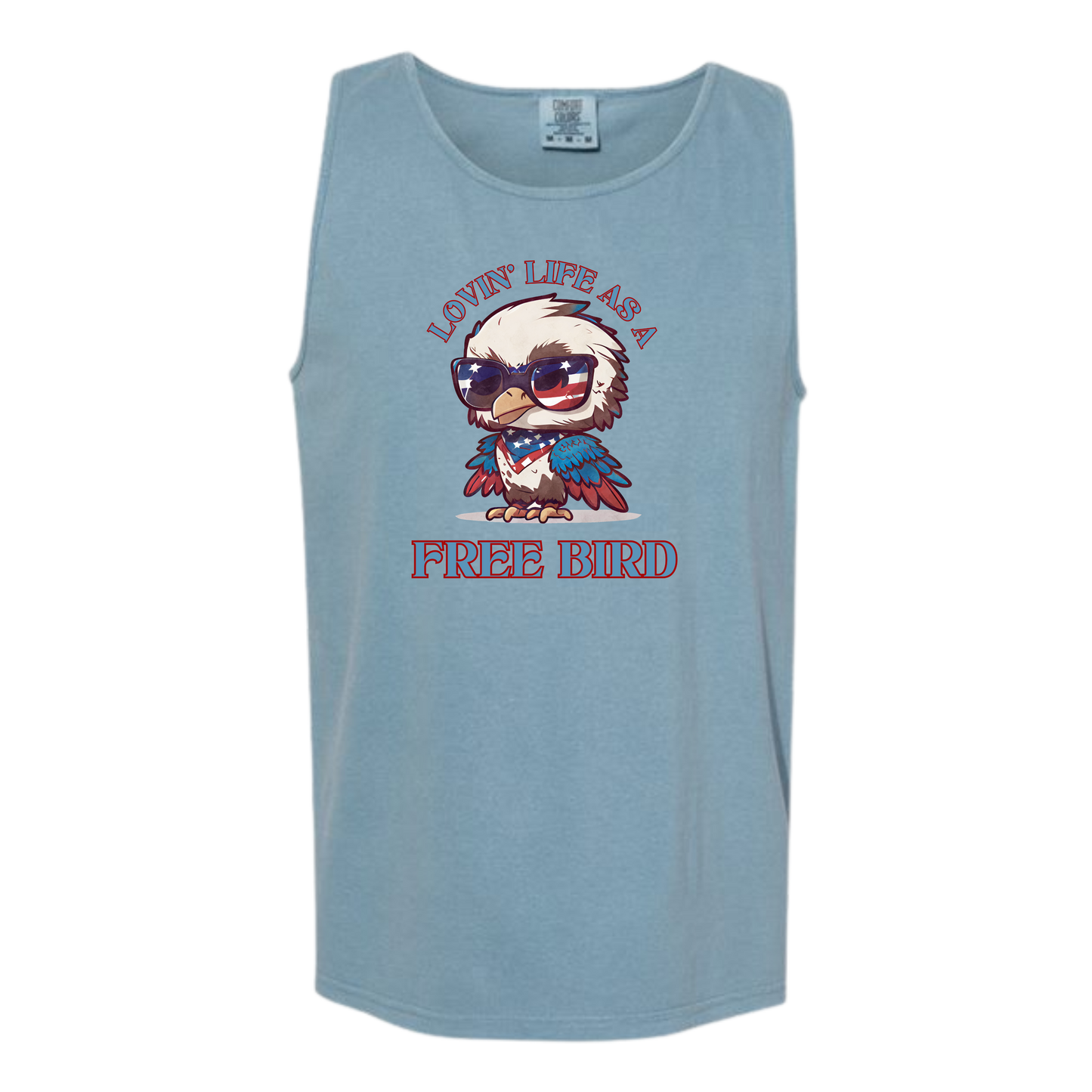 Lovin' Life as a Free Bird - Comfort Colors - Unisex Tank - Neutral Colors & Blues