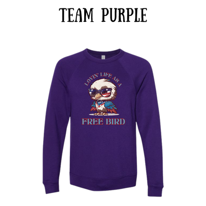 PP - Lovin' Life As A Free Bird - Sponge Fleece Raglan Sweatshirt - Blues, Purples