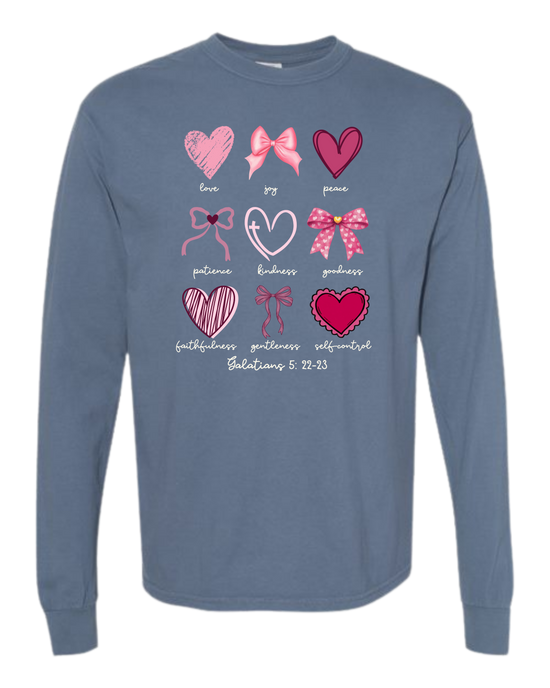 Galatians 5 - Valentines - Comfort Colors - Heavyweight Long Sleeve Tee - Blues & Greens