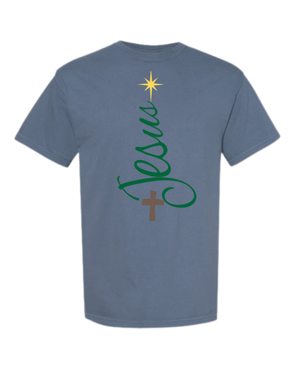 Jesus Tree - Comfort Colors - Heavyweight Unisex Tee - Blues