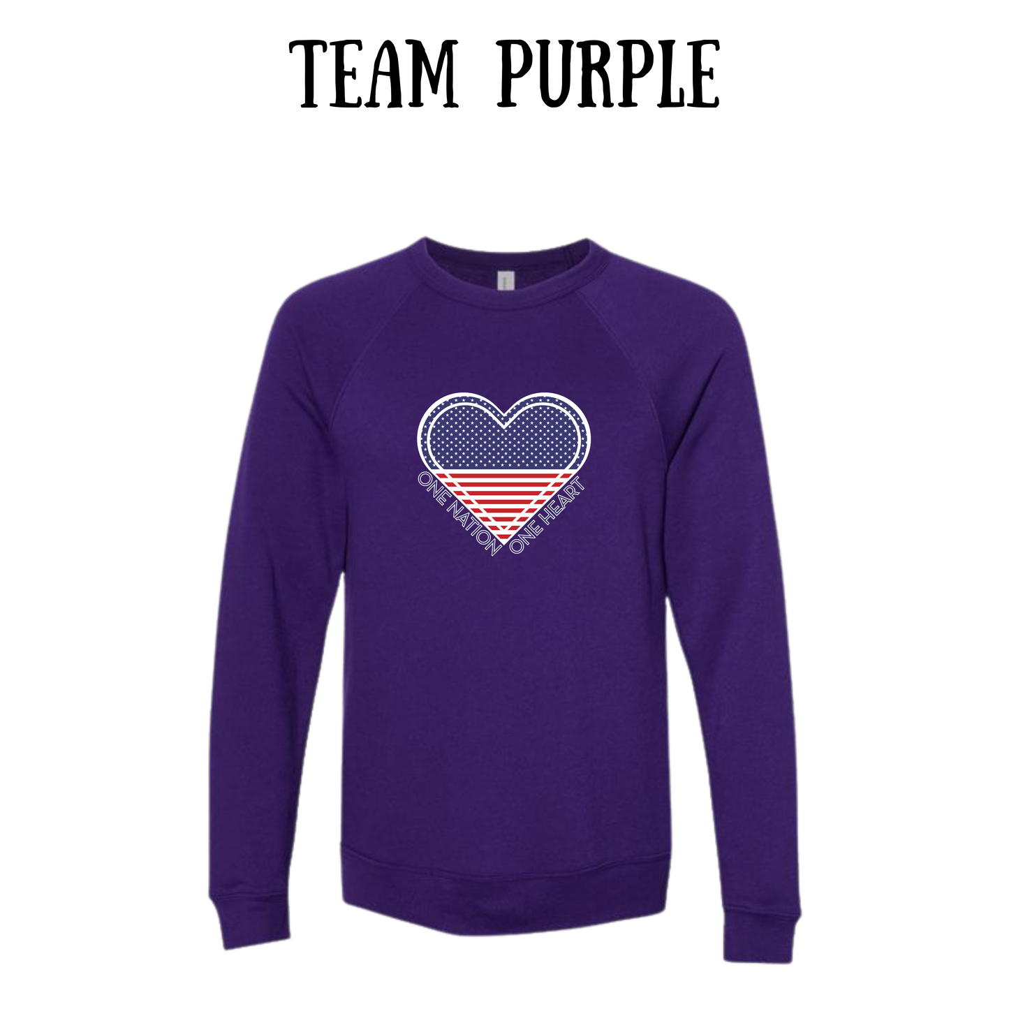 PP - One Nation One Heart - Sponge Fleece Raglan Sweatshirt - Blues, Purples