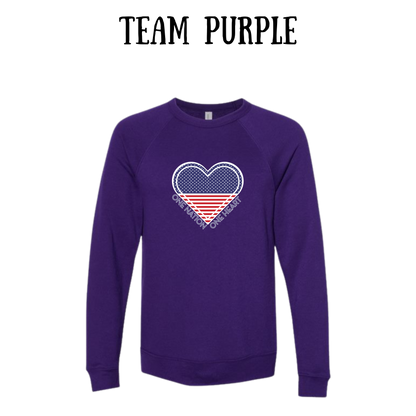 PP - One Nation One Heart - Sponge Fleece Raglan Sweatshirt - Blues, Purples