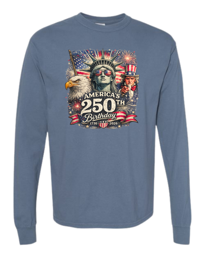 America's 250th Birthday - Comfort Colors - Heavyweight Long Sleeve Tee - Blues & Greens