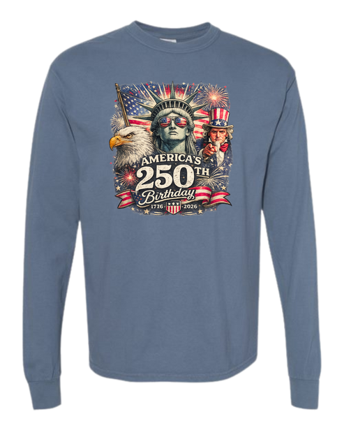 America's 250th Birthday - Comfort Colors - Heavyweight Long Sleeve Tee - Blues & Greens