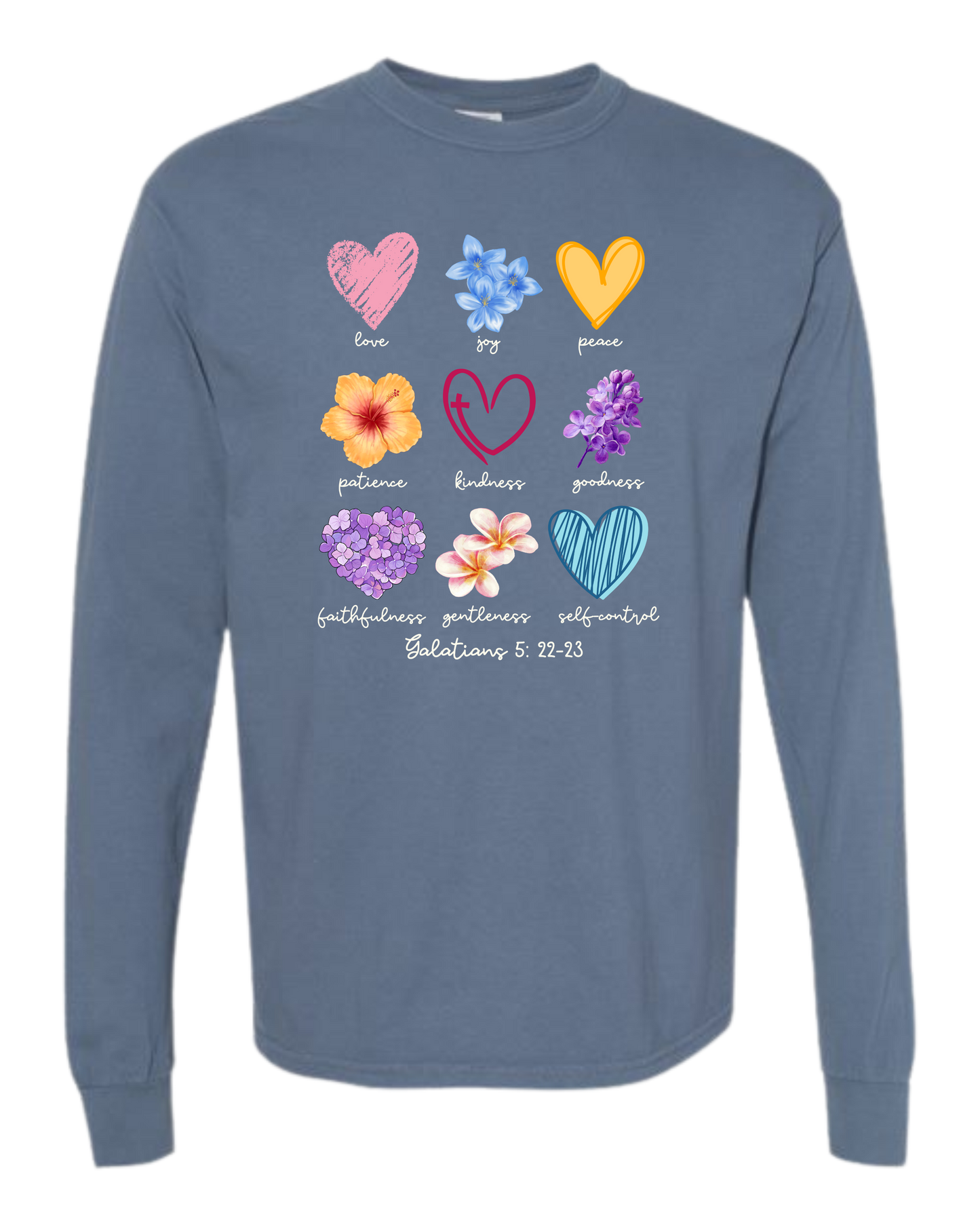 Galatians 5 - Spring - Comfort Colors - Heavyweight Long Sleeve Tee - Blues & Greens
