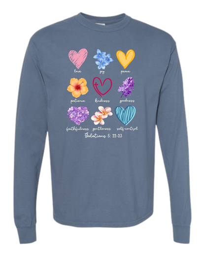 Galatians 5 - Spring - Comfort Colors - Heavyweight Long Sleeve Tee - Blues & Greens