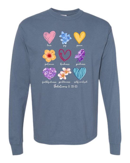 Galatians 5 - Spring - Comfort Colors - Heavyweight Long Sleeve Tee - Blues & Greens
