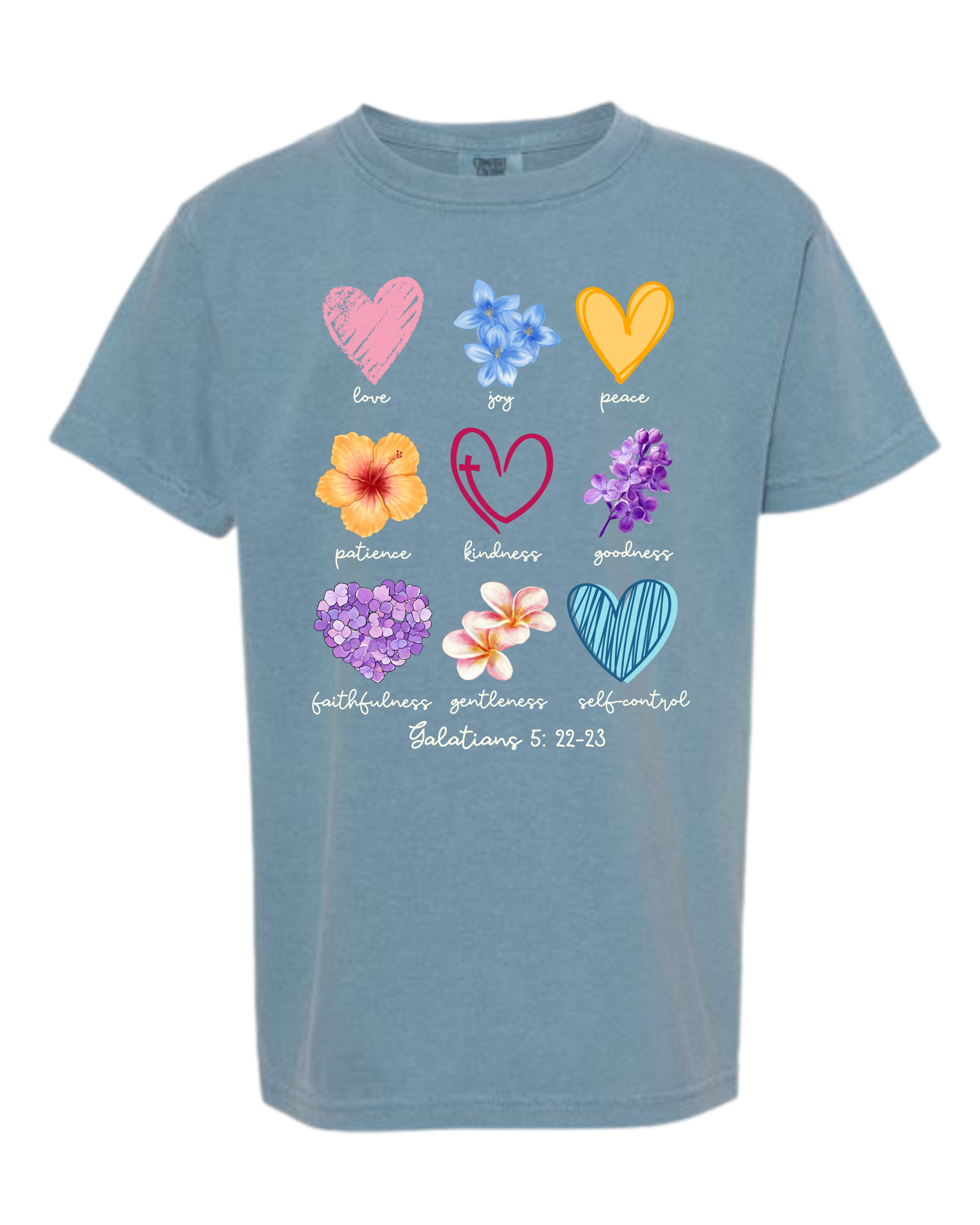 Galatians 5 - Spring - Comfort Colors - Heavyweight Youth Tee - Neutral Colors & Blues