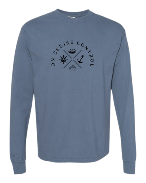 On Cruise Control - Comfort Colors - Heavyweight Long Sleeve Tee - Blues & Greens