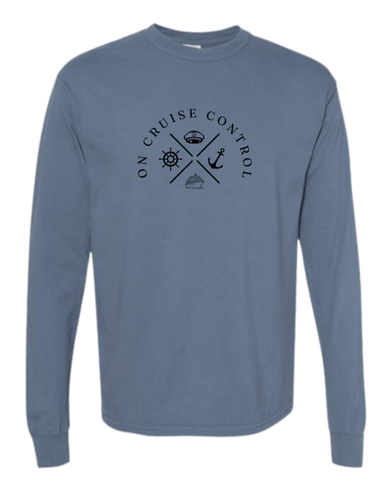 On Cruise Control - Comfort Colors - Heavyweight Long Sleeve Tee - Blues & Greens