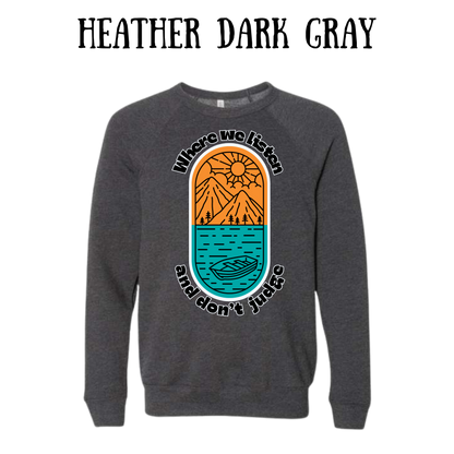 CP - Where We Listen and Don't Judge - Sponge Fleece Raglan Sweatshirt - Greens, Neutrals
