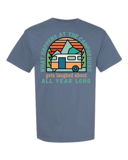 What Happens At The Campground - Comfort Colors - Heavyweight Unisex Tee - Blues
