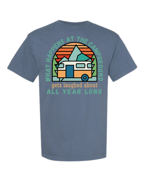 What Happens At The Campground - Comfort Colors - Heavyweight Unisex Tee - Blues