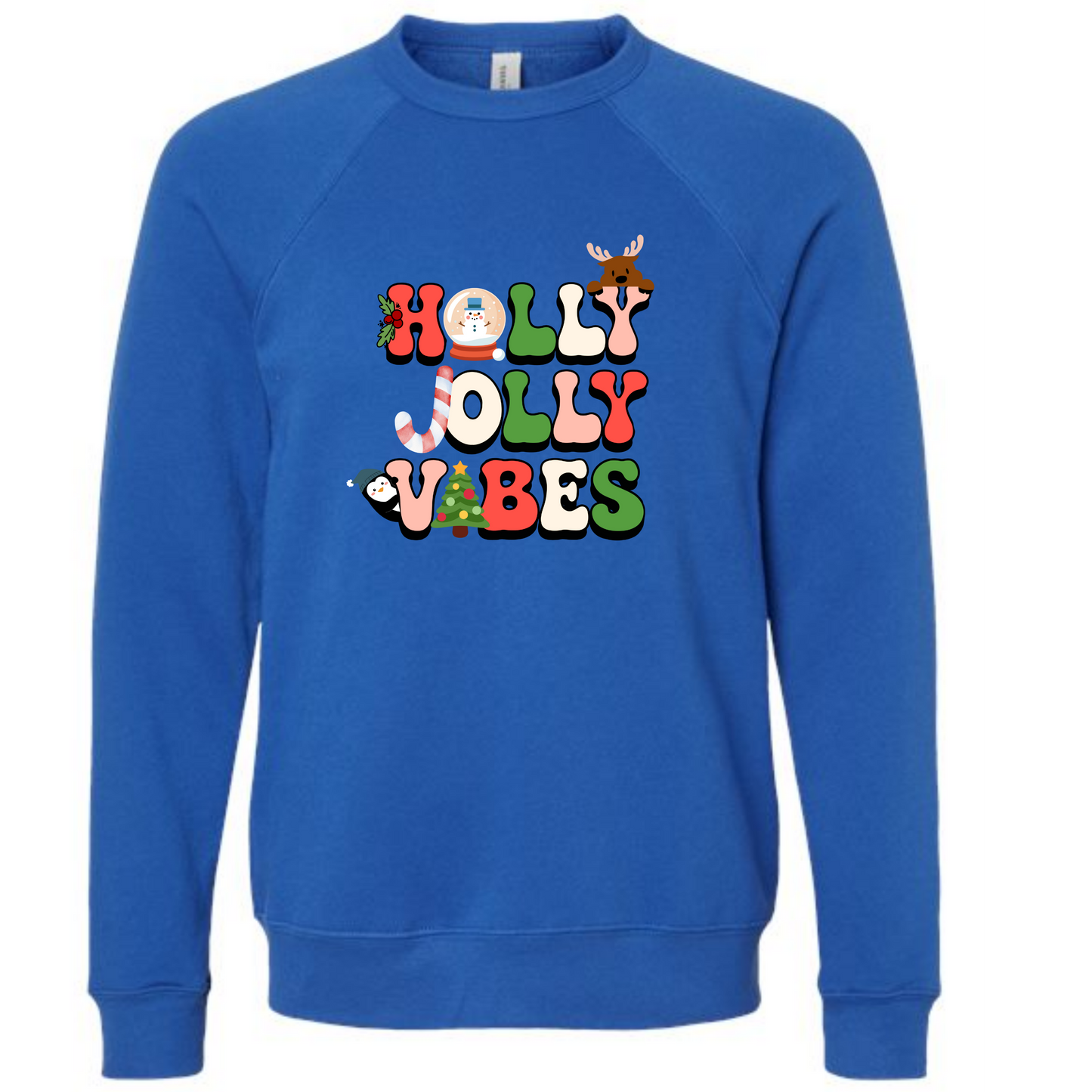 Holly Jolly Vibes - Sponge Fleece Raglan Sweatshirt - Blues, Purples