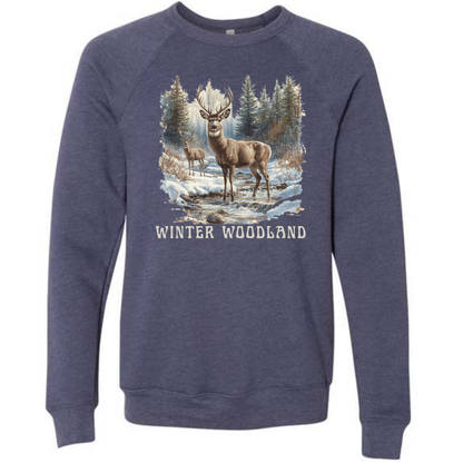Winter Woodland - Sponge Fleece Raglan Sweatshirt - Blues, Purples
