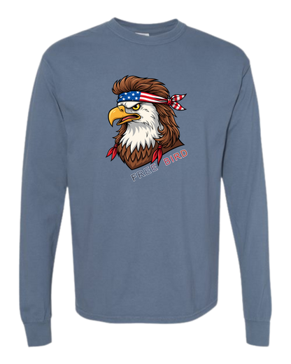 Rockin Free Bird - Comfort Colors - Heavyweight Long Sleeve Tee - Blues & Greens