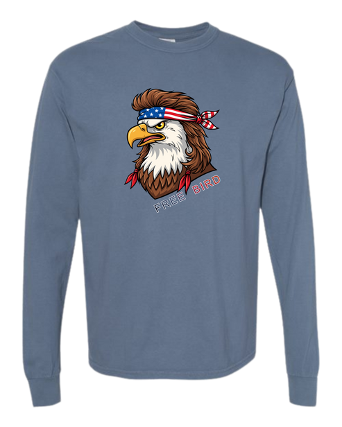 Rockin Free Bird - Comfort Colors - Heavyweight Long Sleeve Tee - Blues & Greens