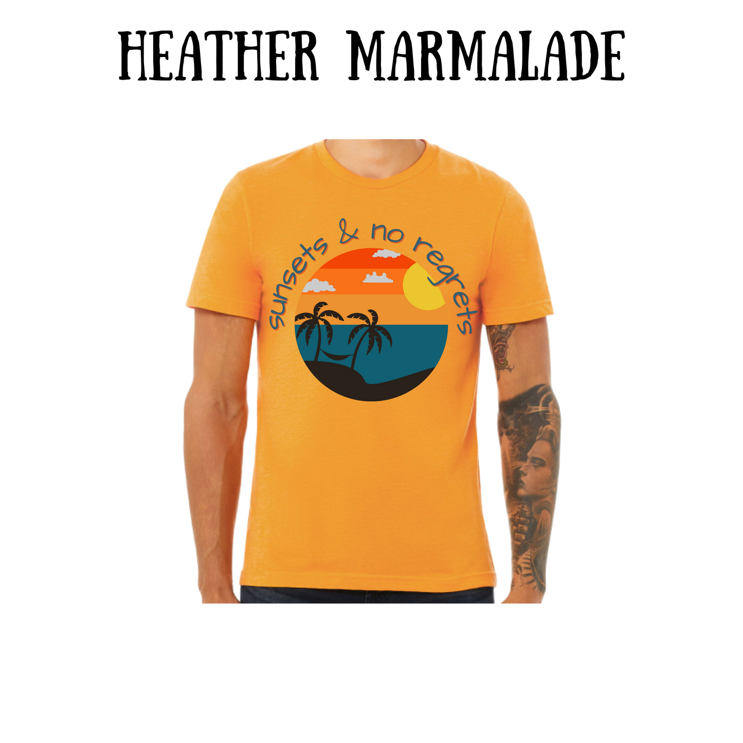 VP - Sunsets & No Regrets - Unisex Tee - Yellows, Oranges, Reds