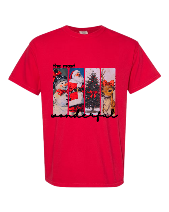 Vintage Christmas - Comfort Colors - Heavyweight Unisex Tee - Reds