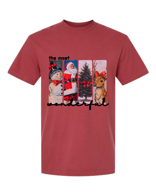 Vintage Christmas - Comfort Colors - Heavyweight Unisex Tee - Reds