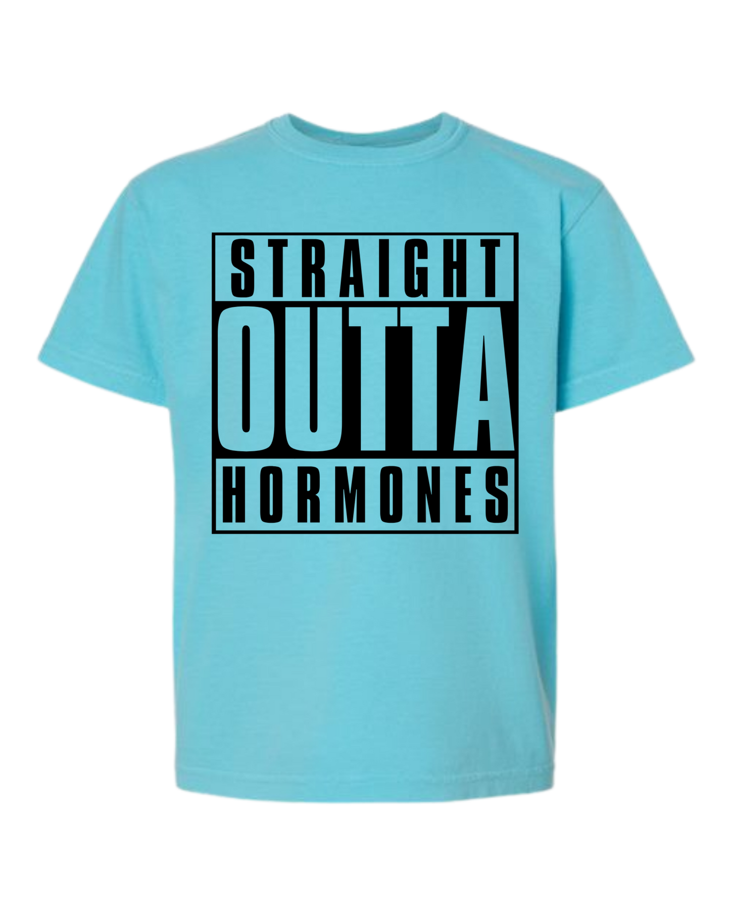 Straight Outta Hormones - Comfort Colors - Heavyweight Youth Tee - Neutral Colors & Blues