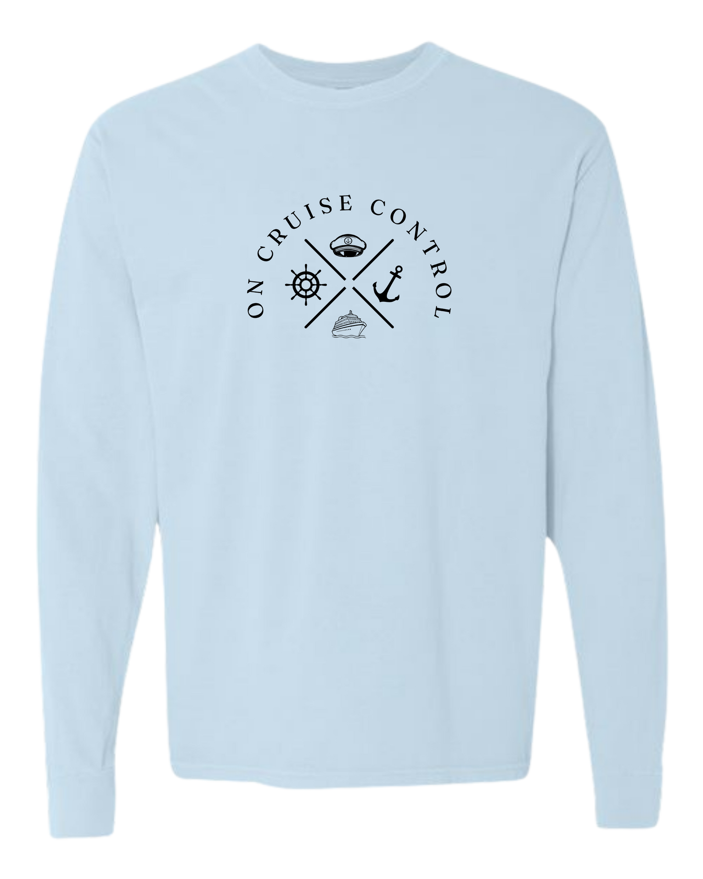 On Cruise Control - Comfort Colors - Heavyweight Long Sleeve Tee - Blues & Greens