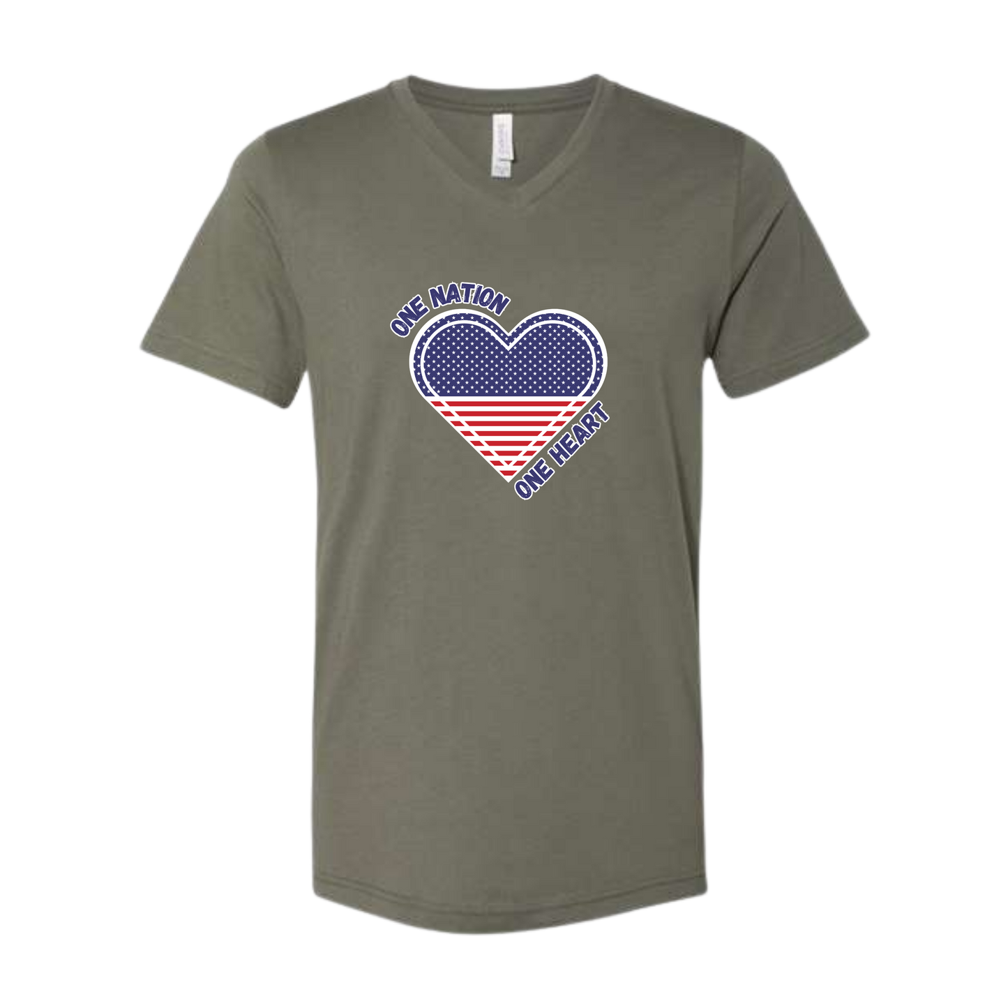 One Nation One Heart - Bella+Canvas - Unisex V-Neck - Assorted Colors