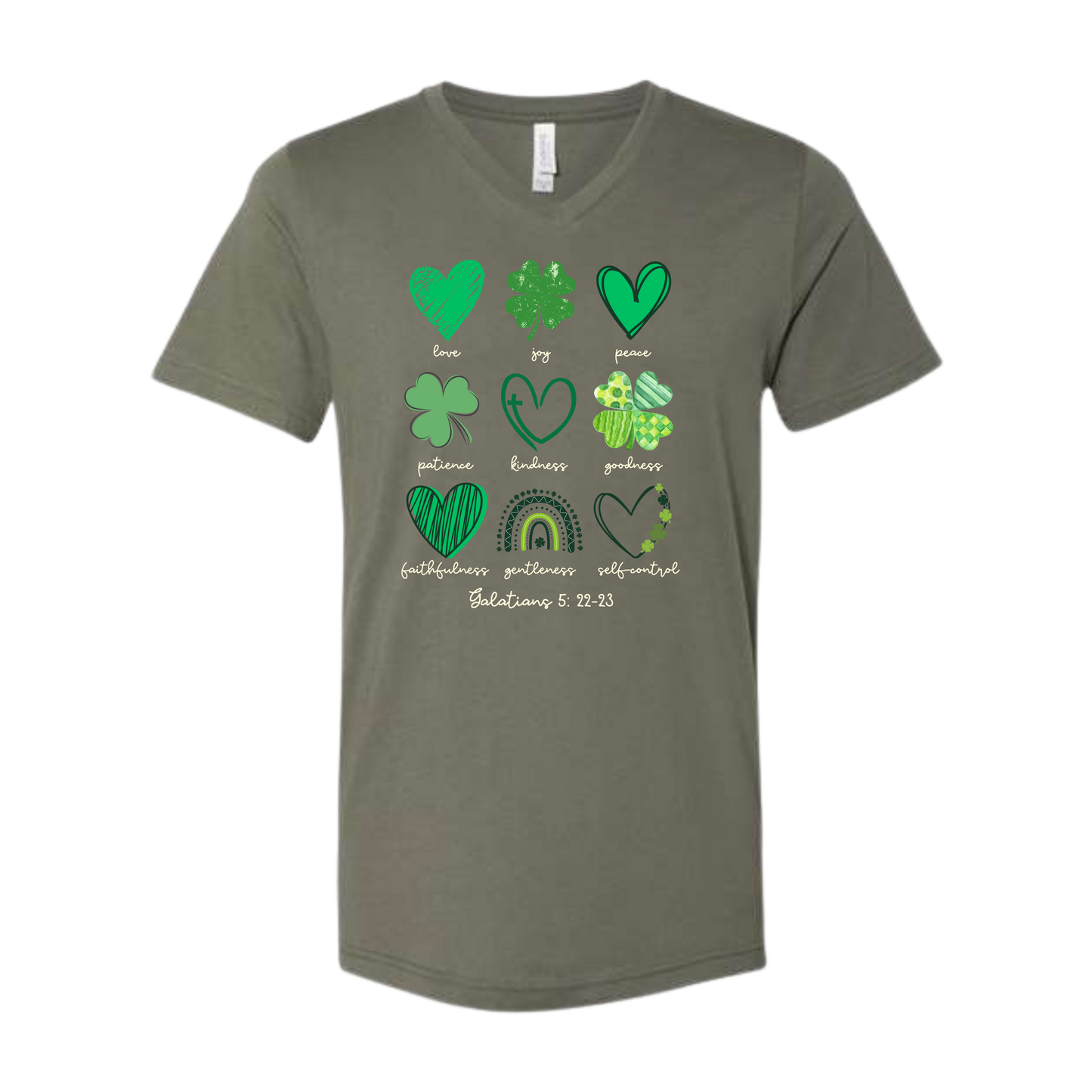 Galatians 5 - St Patrick's Day - Bella+Canvas - Unisex V-Neck - Assorted Colors