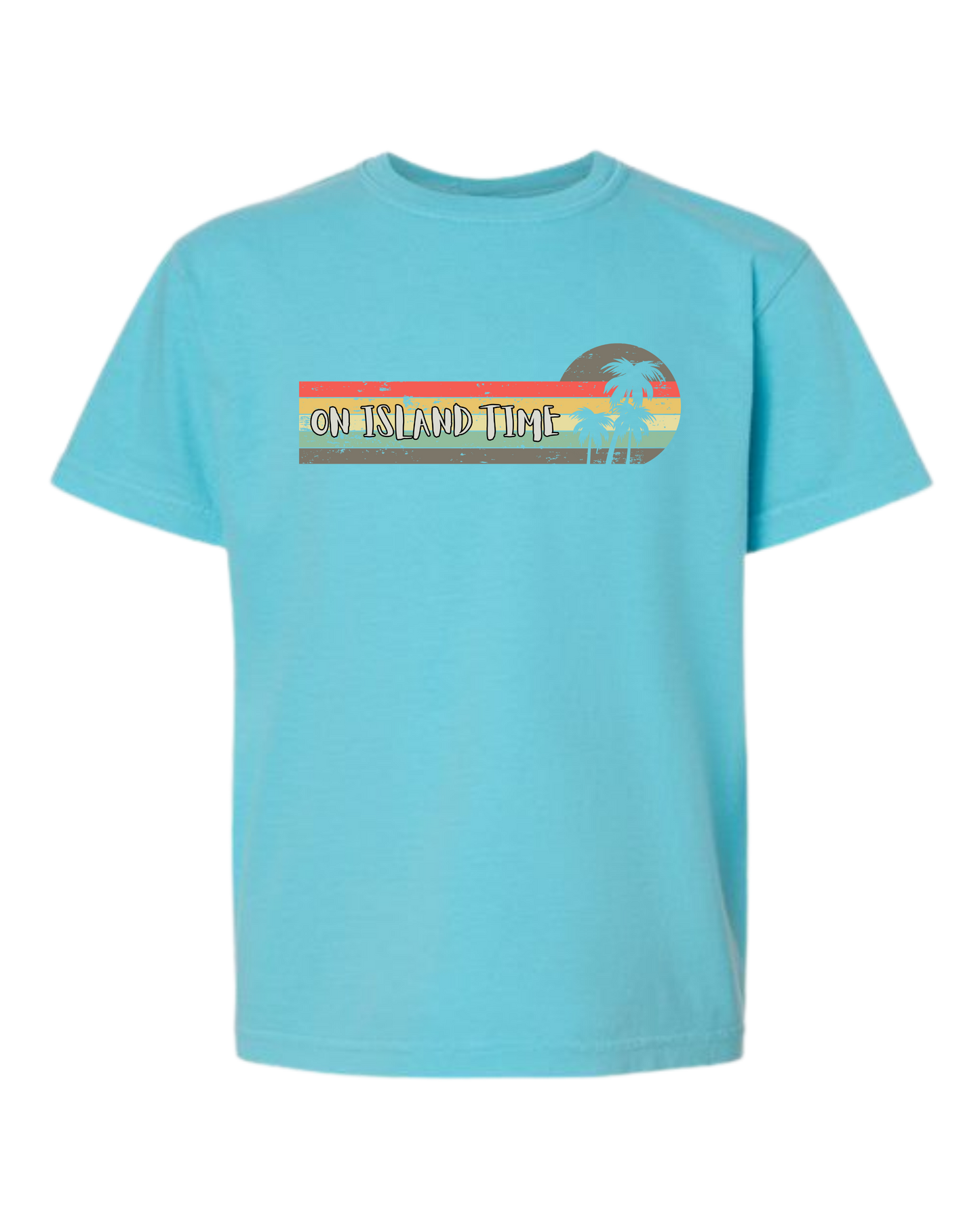 On Island Time - Comfort Colors - Heavyweight Youth Tee - Neutral Colors & Blues