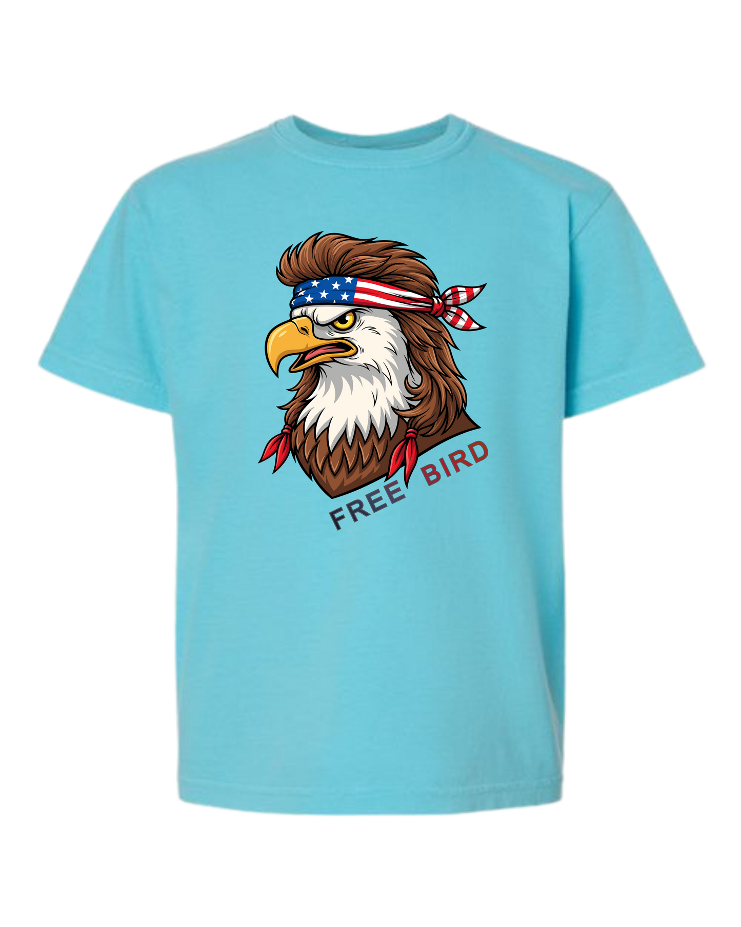 Rockin Free Bird - Comfort Colors - Heavyweight Youth Tee - Neutral Colors & Blues