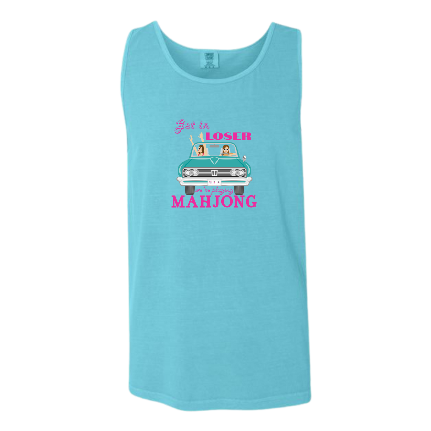 Get in Loser We're Playing Mahjong - Comfort Colors - Unisex Tank - Neutral Colors & Blues