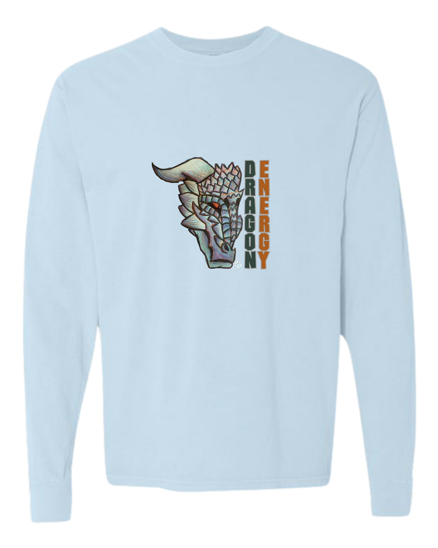 Dragon Energy - Comfort Colors - Heavyweight Long Sleeve Tee - Blues & Greens