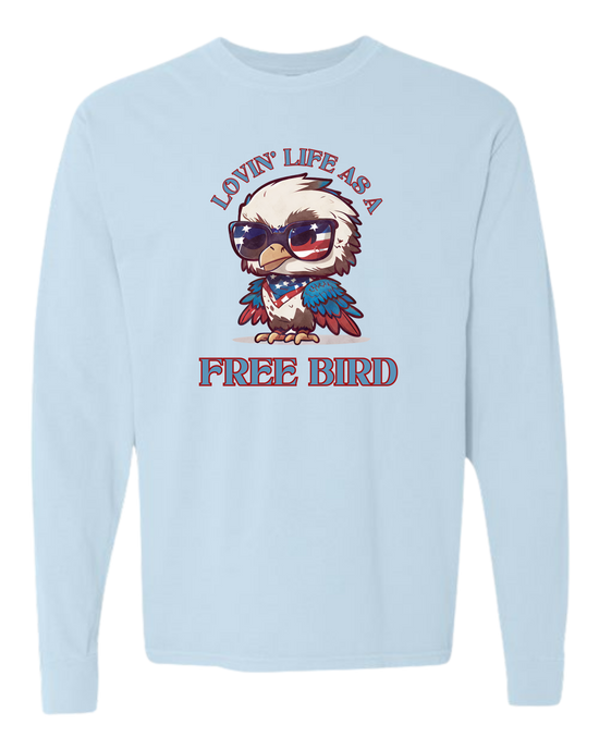 Lovin' Life as a Free Bird - Comfort Colors - Heavyweight Long Sleeve Tee - Blues & Greens