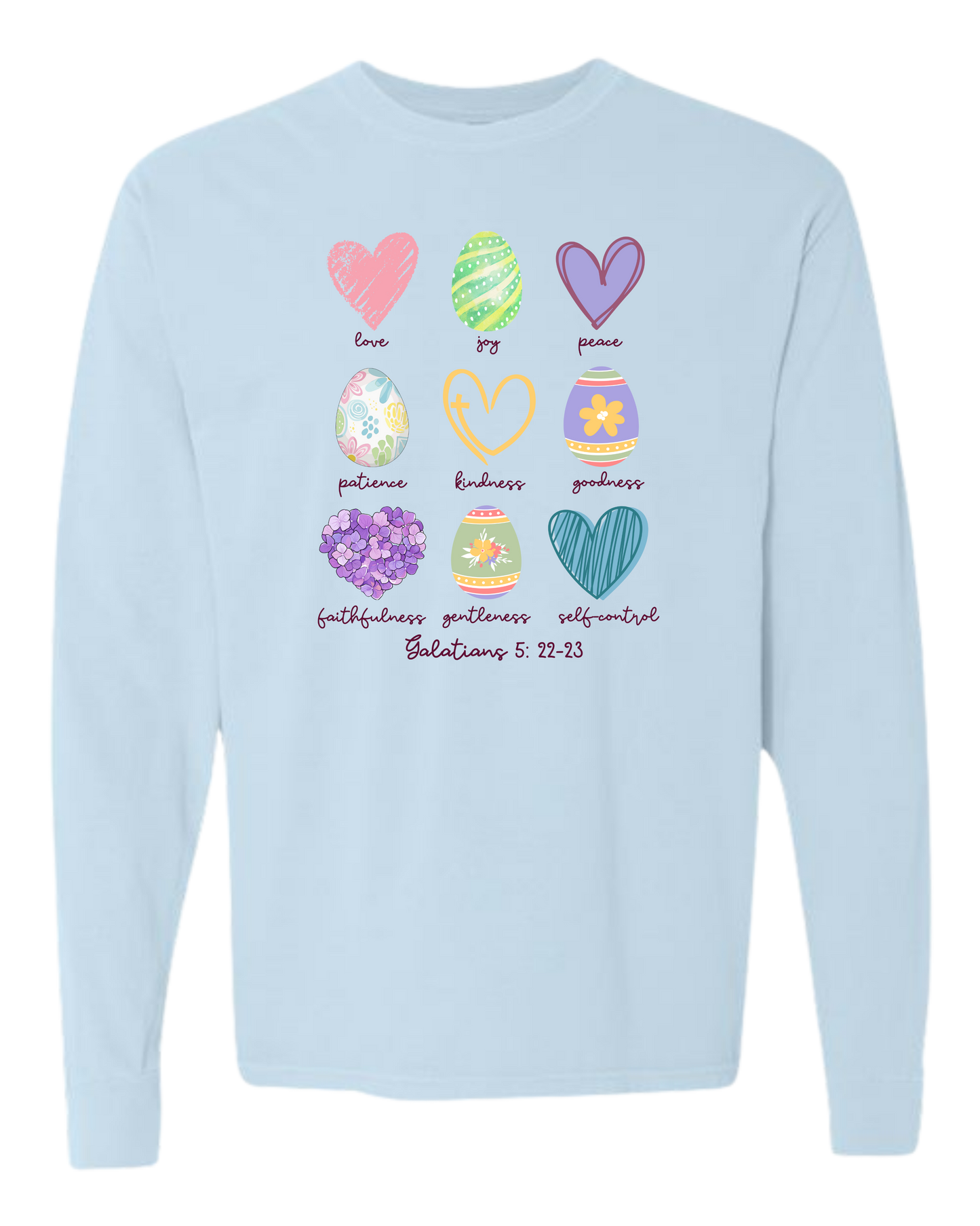 Galatians 5 - Easter - Comfort Colors - Heavyweight Long Sleeve Tee - Blues & Greens