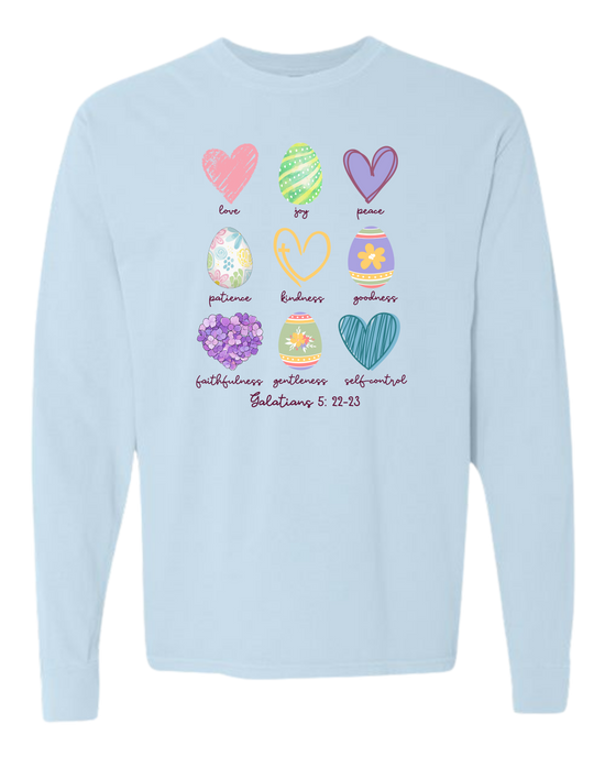 Galatians 5 - Easter - Comfort Colors - Heavyweight Long Sleeve Tee - Blues & Greens