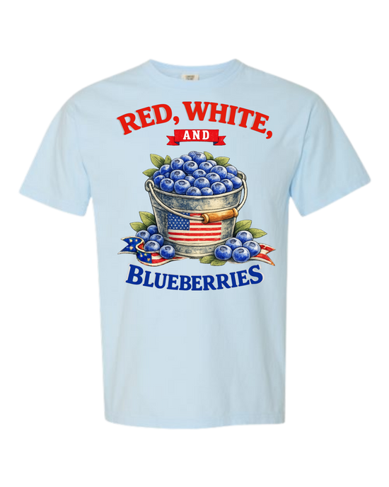 Red, White, And Blueberries - Comfort Colors - Heavyweight Unisex Tee - Blues