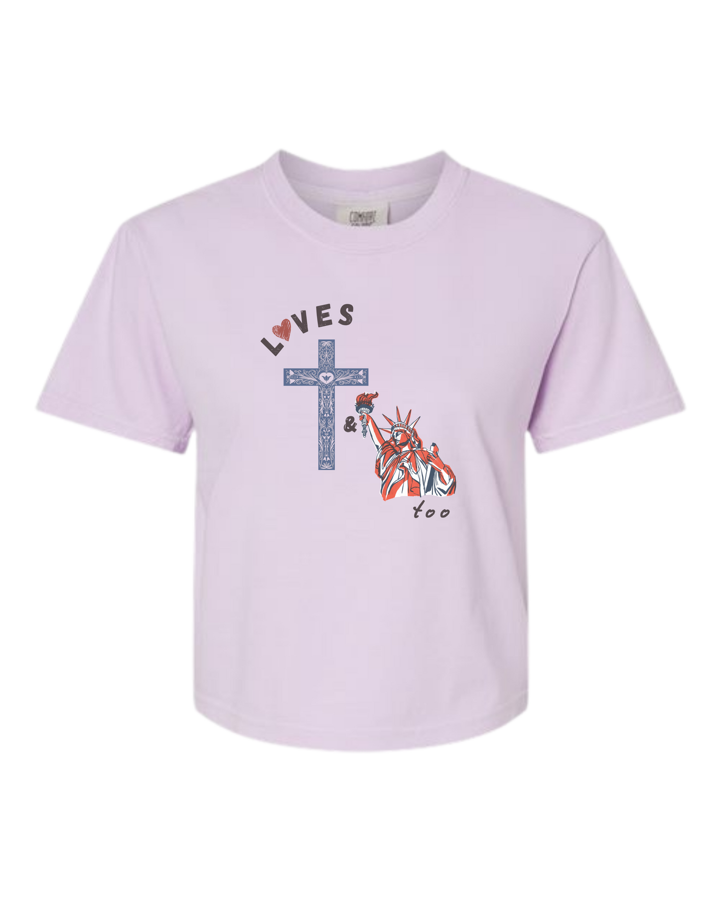 Loves Jesus & America too - Comfort Colors - Boxy T - Assorted Colors