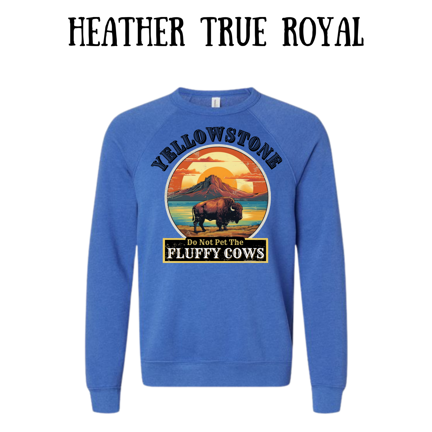 CP - Yellowstone: Fluffy Cows - Sponge Fleece Raglan Sweatshirt - Blues, Purples