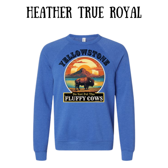 CP - Yellowstone: Fluffy Cows - Sponge Fleece Raglan Sweatshirt - Blues, Purples