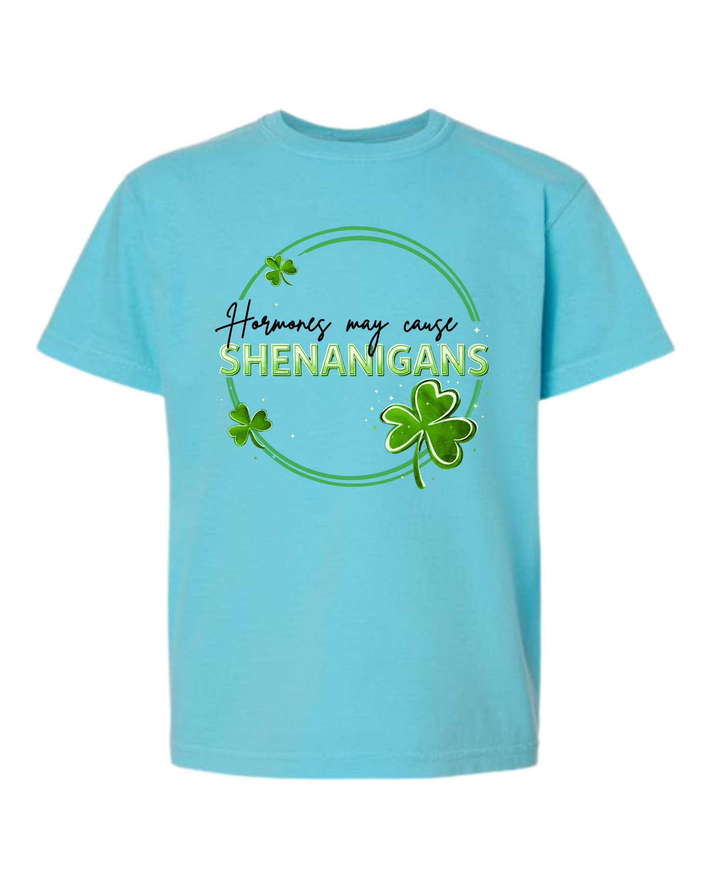 Hormones May Cause Shenanigans - Comfort Colors - Heavyweight Youth Tee - Neutral Colors & Blues