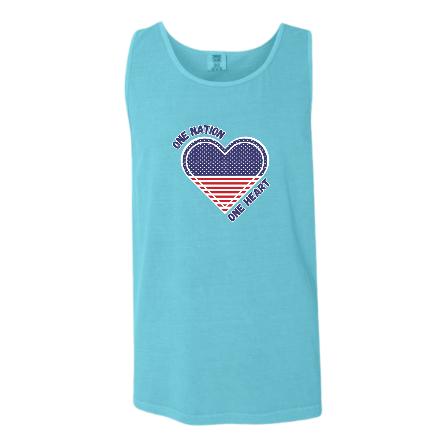 One Nation One Heart - Comfort Colors - Unisex Tank - Neutral Colors & Blues