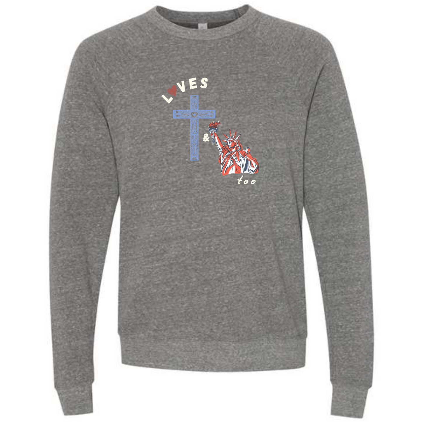 Loves Jesus & America too - Sponge Fleece Raglan Sweatshirt - Assorted Colors