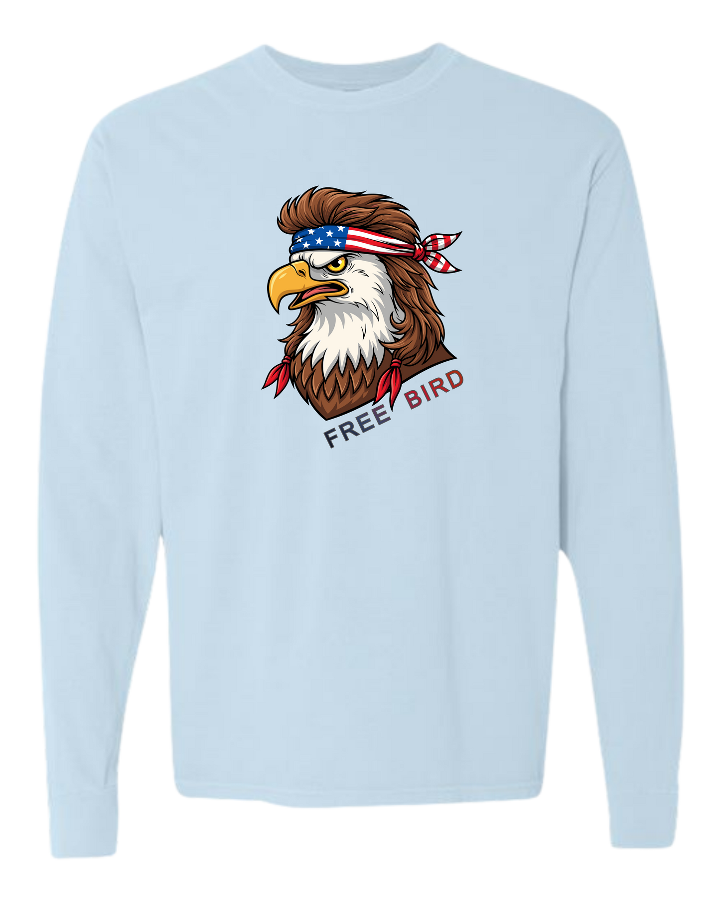 Rockin Free Bird - Comfort Colors - Heavyweight Long Sleeve Tee - Blues & Greens