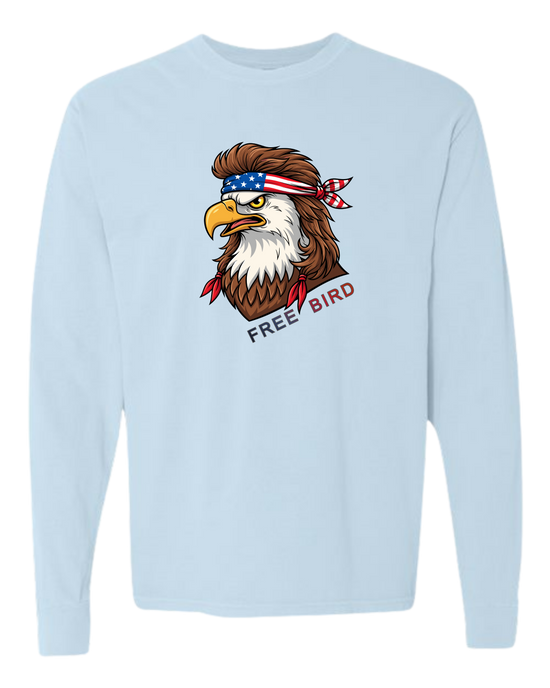 Rockin Free Bird - Comfort Colors - Heavyweight Long Sleeve Tee - Blues & Greens