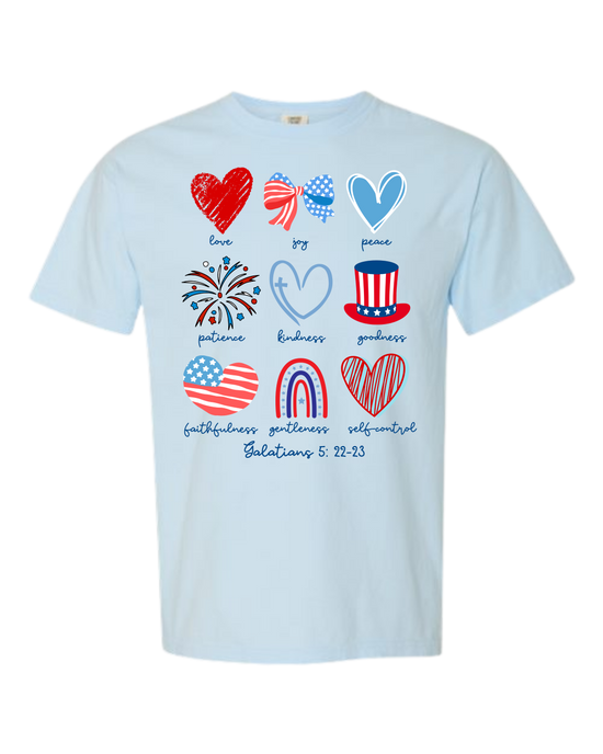 Galatians 5 - Patriotic - Comfort Colors - Heavyweight Unisex Tee - Blues