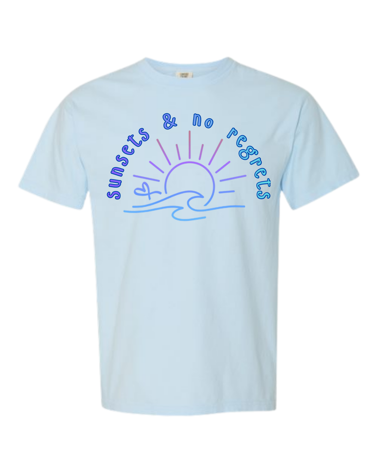 Sunsets & No Regrets - Comfort Colors - Heavyweight Unisex Tee - Blues