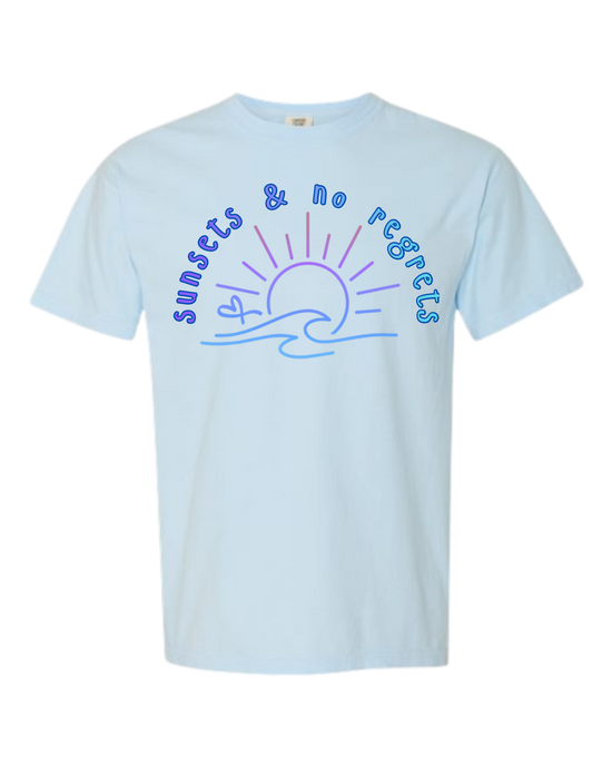 Sunsets & No Regrets - Comfort Colors - Heavyweight Unisex Tee - Blues